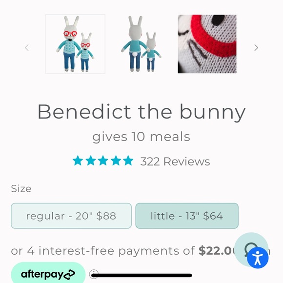 Cuddle + Kind Benedict the Bunny stuffed animal 13” - Picture 6 of 6